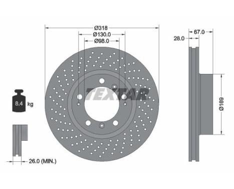 Brake disc 92100007 Textar