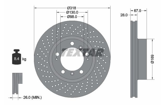 Brake disc 92100007 Textar