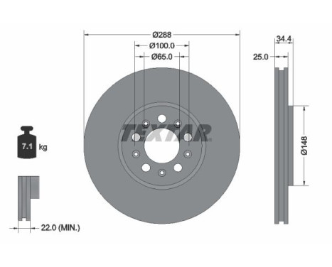 Brake disc 92106605 Textar