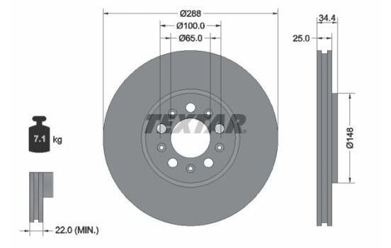 Brake disc 92106605 Textar