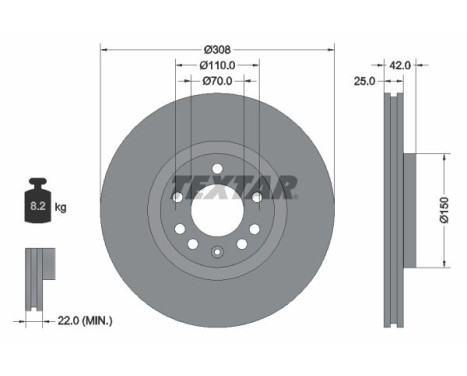 Brake disc 92110905 Textar