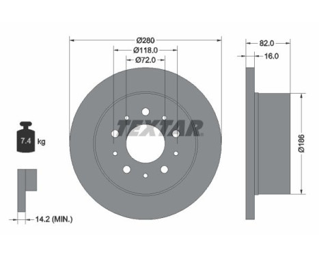 Brake disc 92116103 Textar