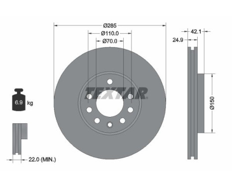 Brake disc 92118705 Textar