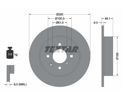 Brake disc 92125403 Textar