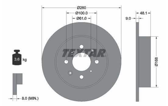 Brake disc 92125403 Textar