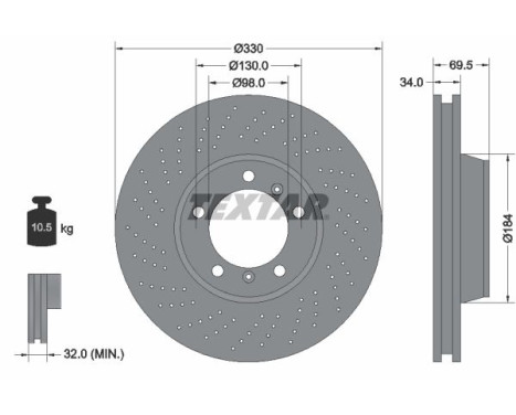 Brake disc 92149905 Textar