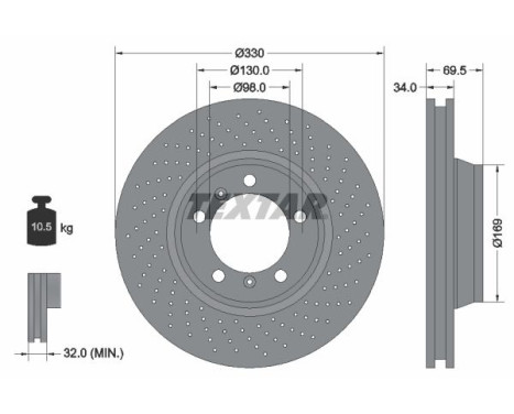 Brake disc 92150005 Textar