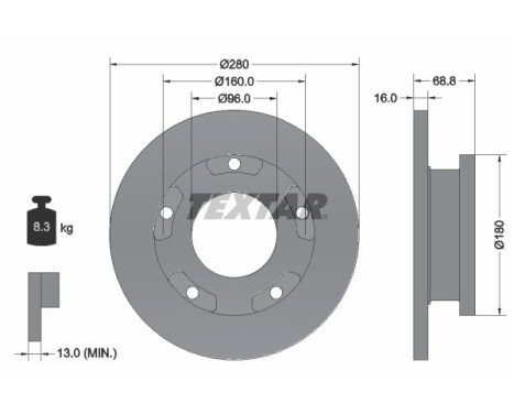 Brake disc 92159103 Textar