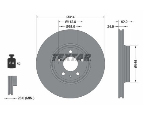 Brake disc 92159905 Textar