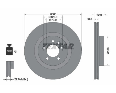 Brake disc 92162005 Textar