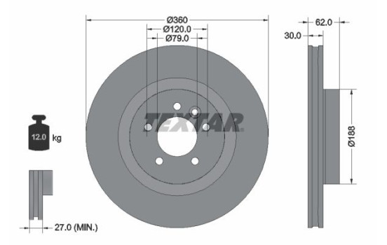 Brake disc 92162005 Textar