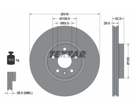 Brake disc 92162305 Textar