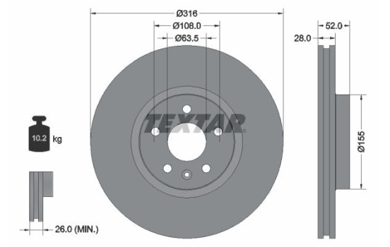 Brake disc 92162305 Textar