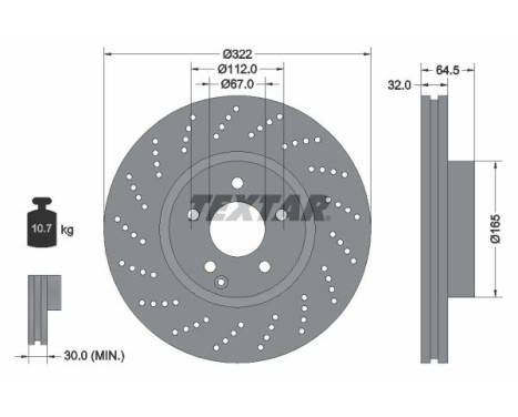Brake disc 92163405 Textar