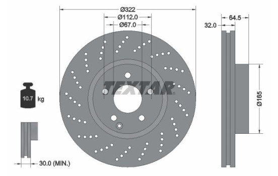 Brake disc 92163405 Textar