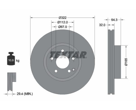 Brake disc 92163505 Textar