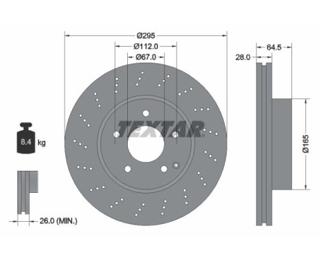 Brake disc 92165005 Textar