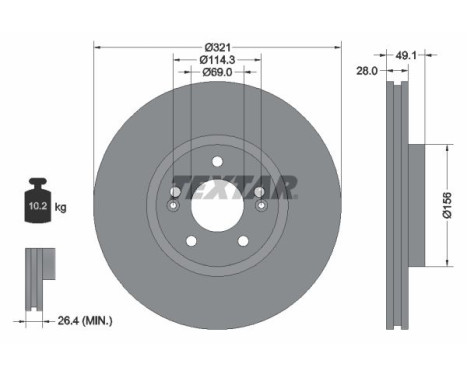 Brake disc 92166005 Textar