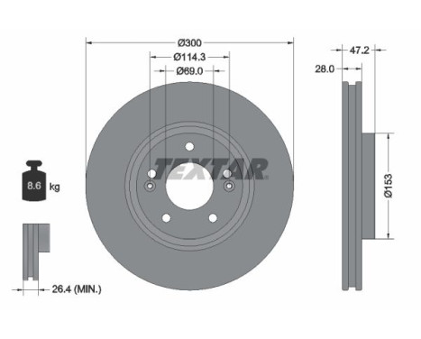 Brake disc 92166505 Textar