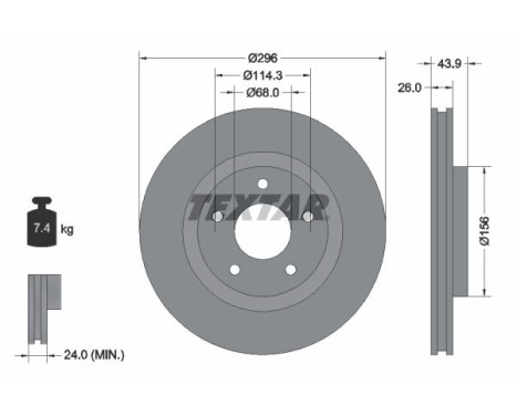 Brake disc 92167405 Textar