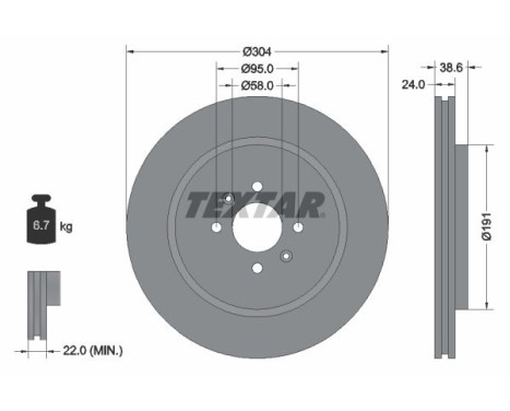 Brake disc 92170203 Textar