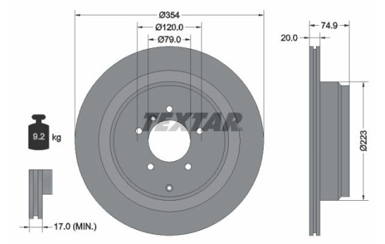 Brake disc 92175503 Textar