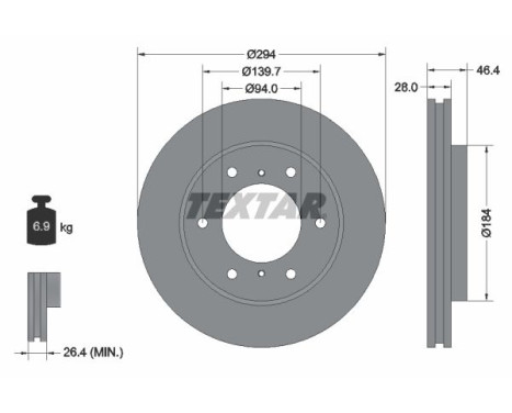 Brake disc 92180205 Textar