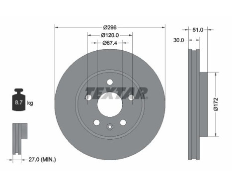 Brake disc 92186905 Textar