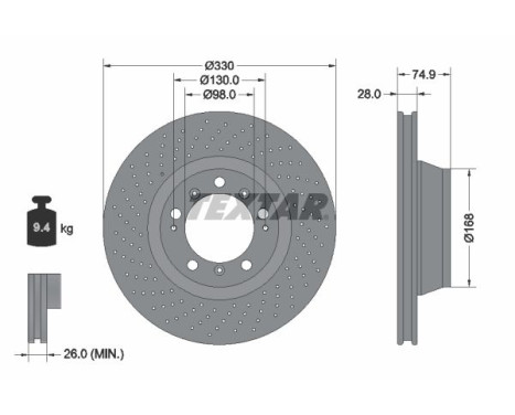 Brake disc 92218905 Textar