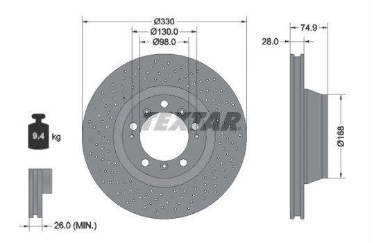 Brake disc 92218905 Textar