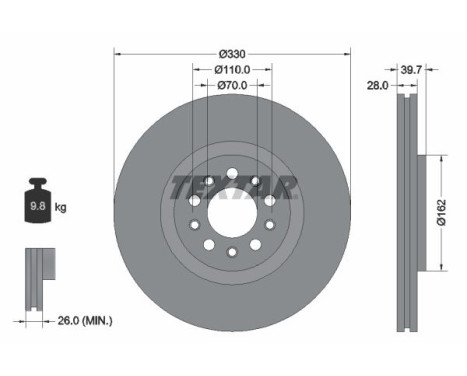 Brake disc 92220903 Textar