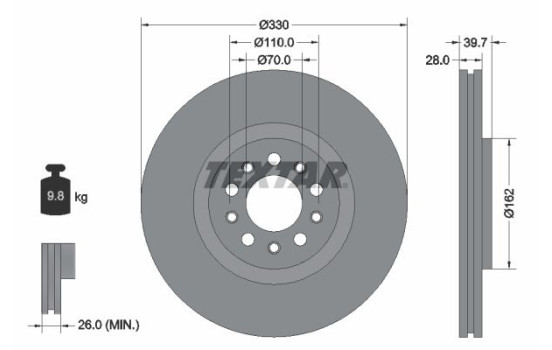 Brake disc 92220903 Textar