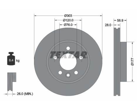Brake disc 92228905 Textar