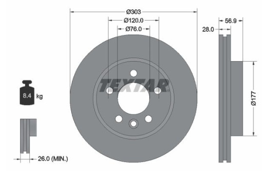 Brake disc 92228905 Textar