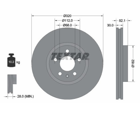 Brake disc 92229305 Textar