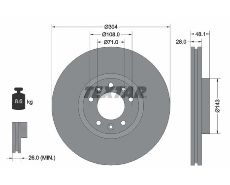 Brake disc 92232305 Textar