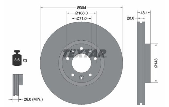 Brake disc 92232305 Textar