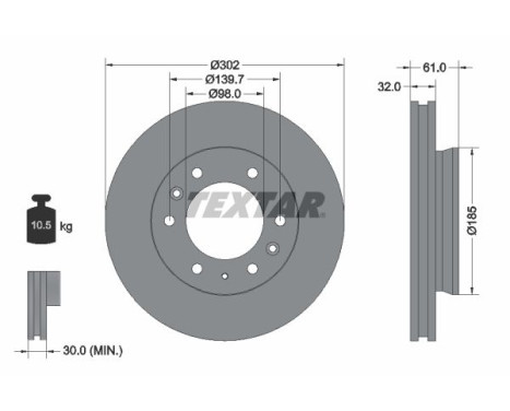 Brake disc 92253403 Textar