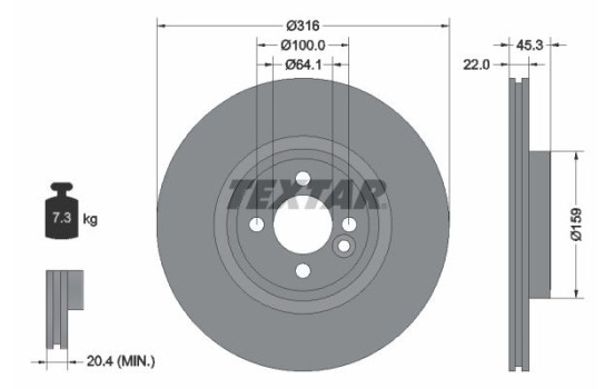 Brake disc 92255003 Textar