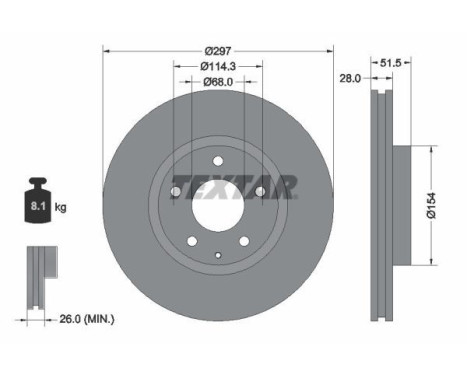 Brake disc 92257405 Textar