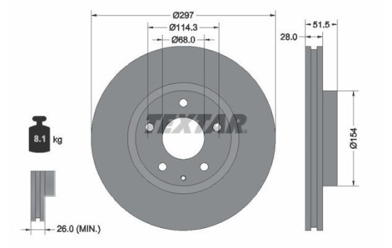 Brake disc 92257405 Textar