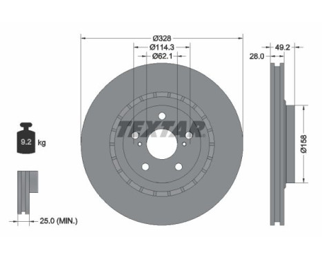 Brake disc 92259405 Textar