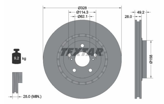 Brake disc 92259405 Textar