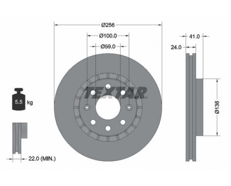 Brake disc 92263303 Textar