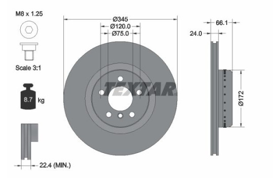 Brake disc 92265125 Textar
