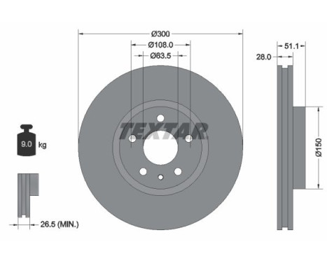 Brake disc 92268605 Textar