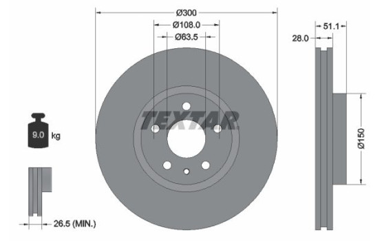 Brake disc 92268605 Textar