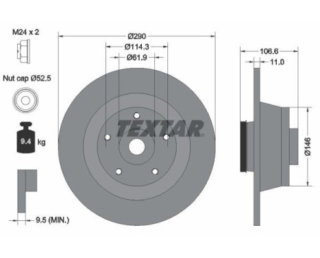 Brake disc 92269603 Textar
