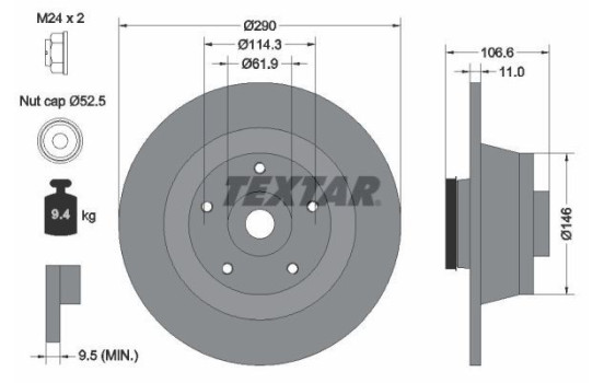 Brake disc 92269603 Textar