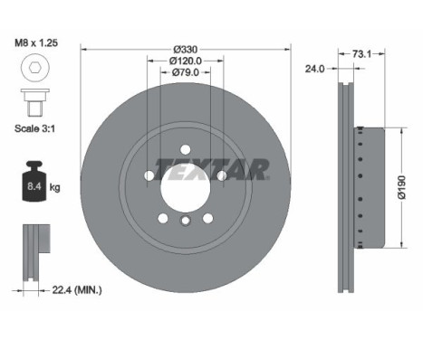 Brake disc 92269725 Textar